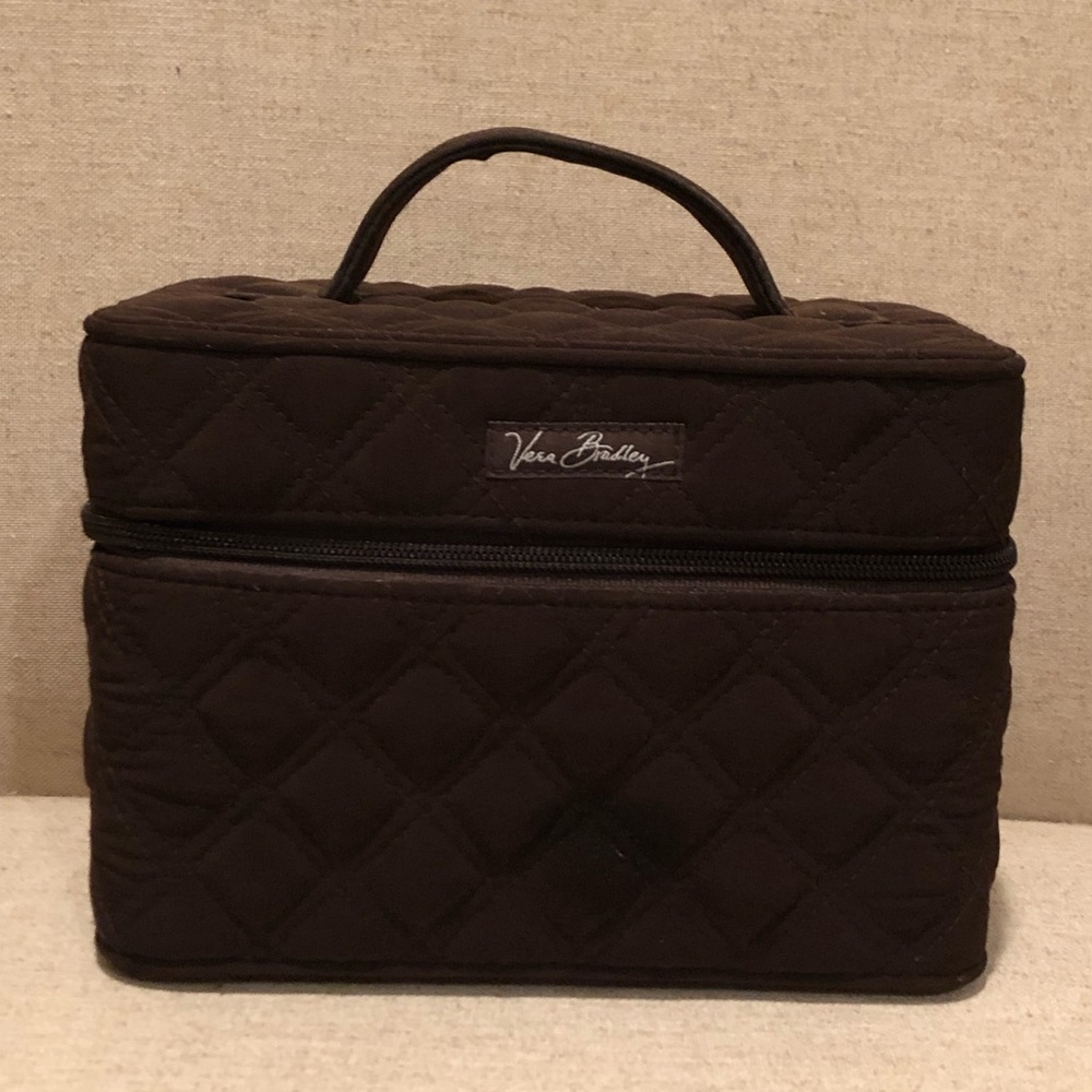 Vera Bradley Brown Quilted Hard Cosmetic Case